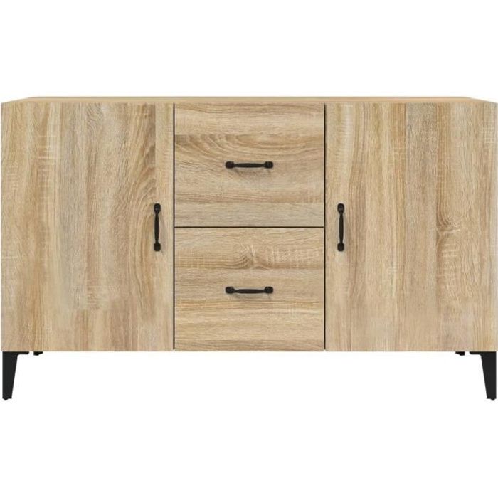Buffet bas - FAFEICY - Chêne sonoma - 100x36x60 cm - Porte(s) et tiroir(s)