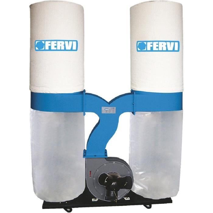 Fervi 0496 Aspirateur à copeaux à double sac monophasé de 2,2 kW