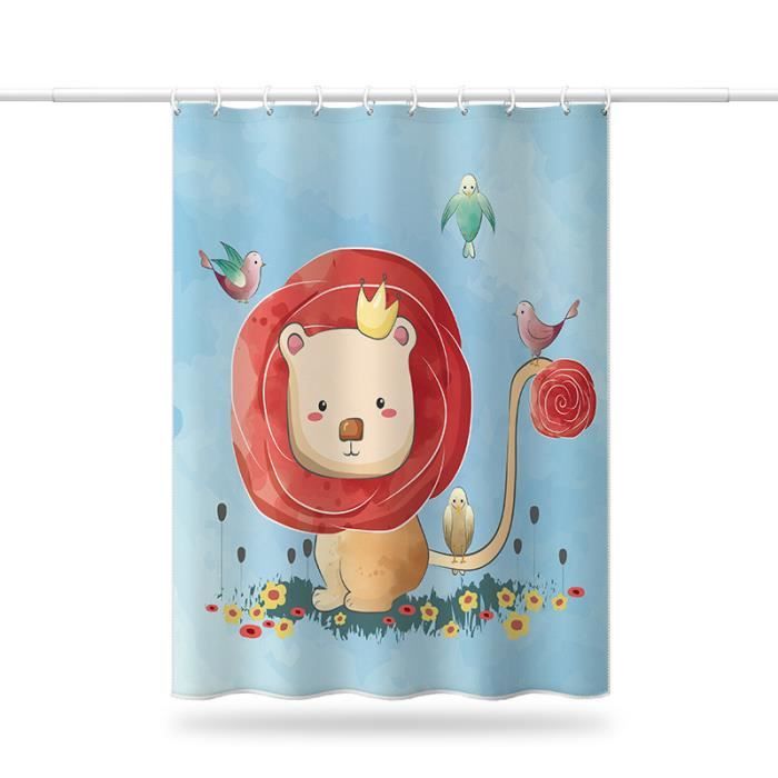 Fansu Rideau De Douche 3D Animaux - Imperméable Et Anti-moisissure, Polyester Lavable, Avec 12 Crochets, Taille 120x180 Cm, Pour Salle De Bain Déco Originale