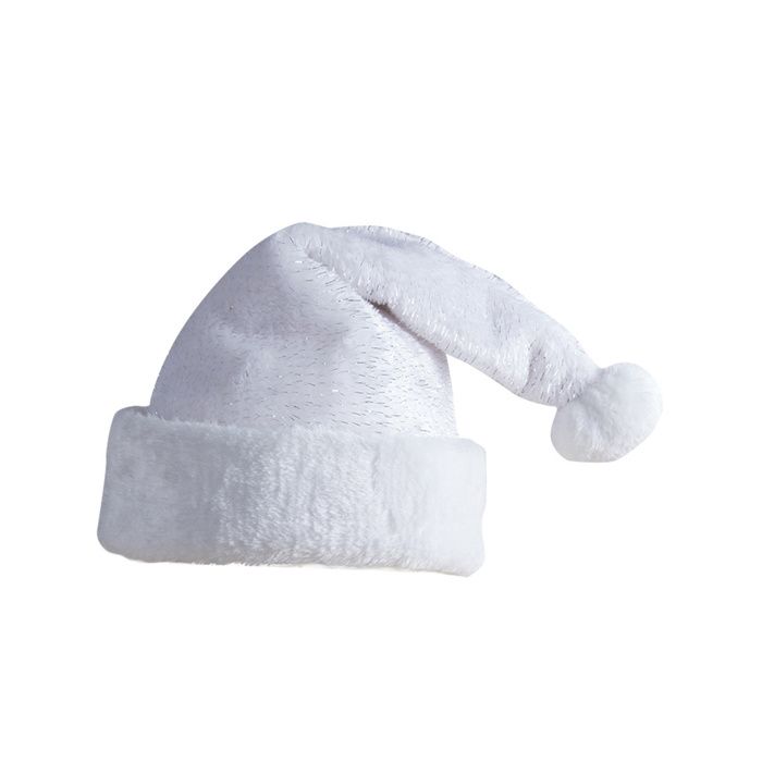Bonnet Blanc Noël Avec Brillant Argenté Pour Adulte REF/65300