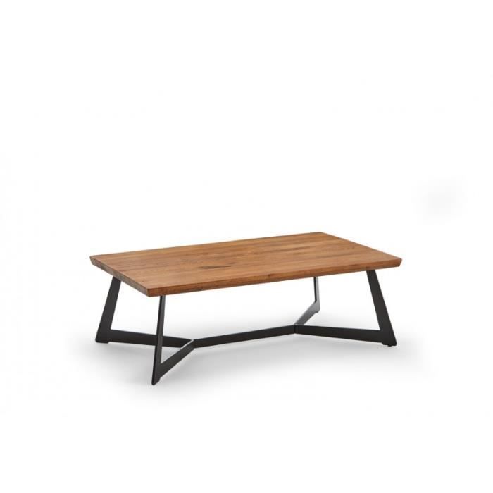 Table Basse En Bois De Chene Et Pieds Metal Noir Fleur L 120 X L