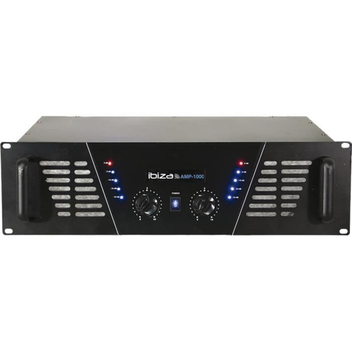 IBIZA AMP1000 Amplificateur de sonorisation 2 x 800W - Noir