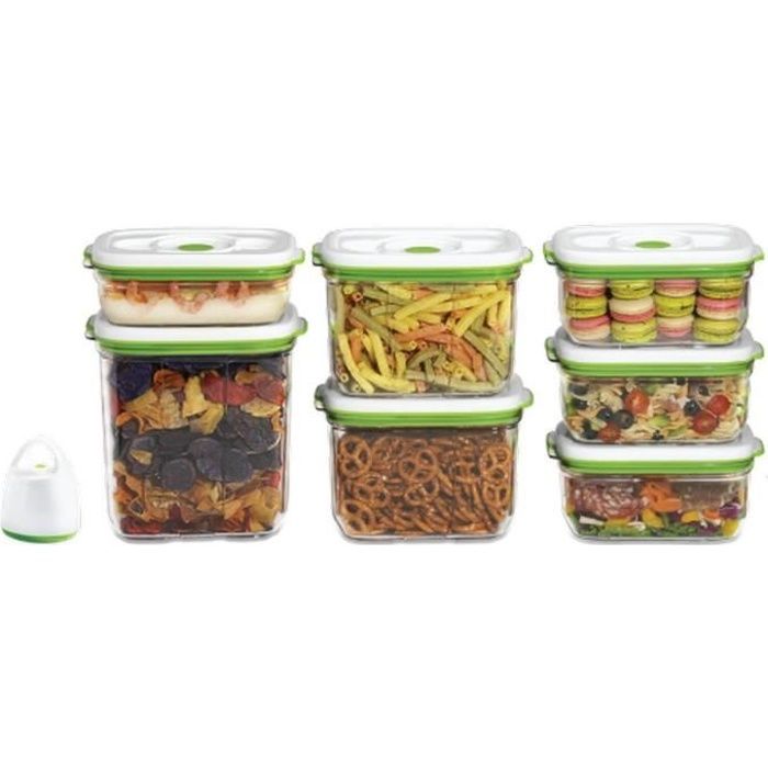 FOSA Kit de mise sous vide alimentaire en récipients - 3450-2300-1450-1000  ml - Blanc et vert - Cdiscount Maison