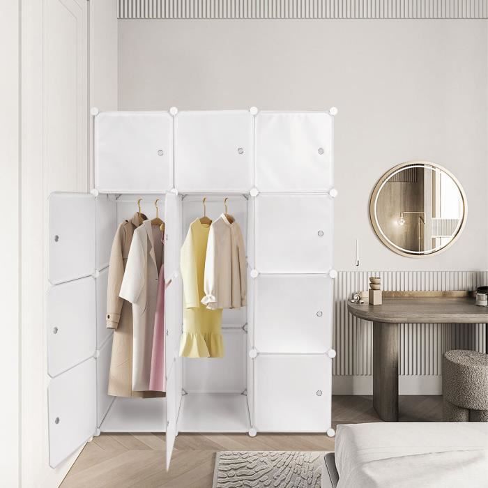Armoire à vêtements en plastique KEDIA Blanc 110*47*145cm 12