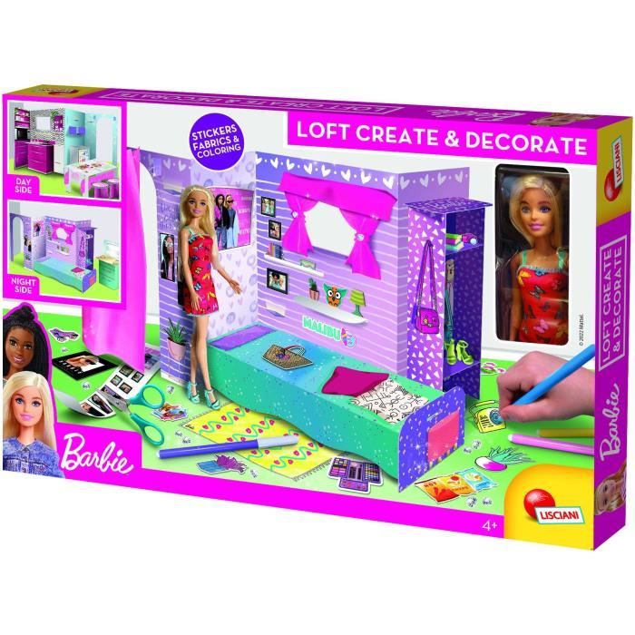 Loft à monter et à décorer éco responsable - Barbie - en carton rigide avec poupéé Barbie - LISCIANI