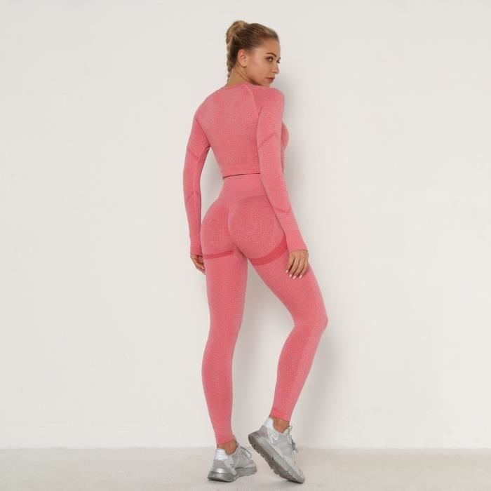 Tenue Yoga Sans Couture Ensemble Yoga Femme 2 Pièces - Haut Court Et Legging - Sport Et Fitness Tenue Gym Femme