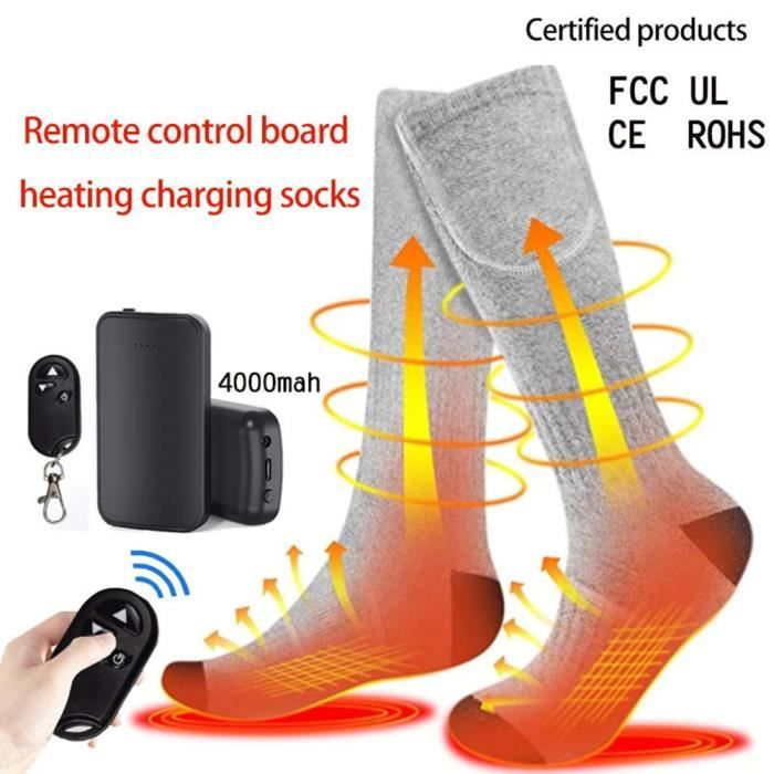 Chaussettes Chauffantes Rechargeables Électrique - Gris - Sports dhiver - Mixte - Imperméable - Respirant
