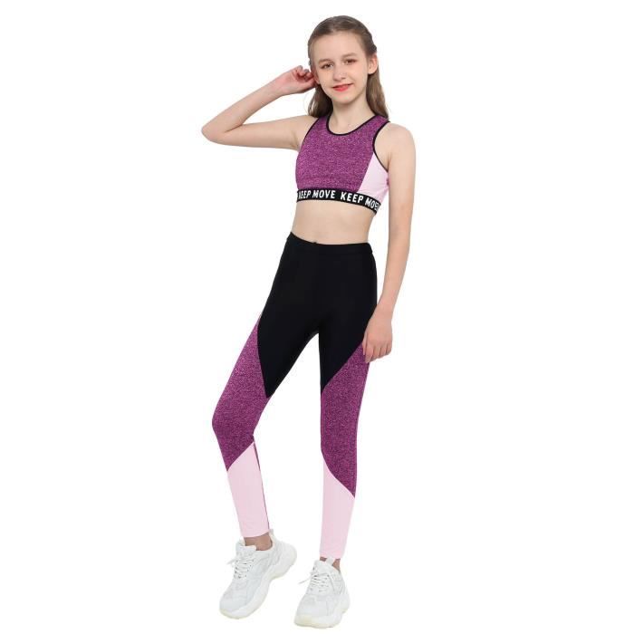 YOOJIA Ensemble Gymnastique Enfant Fille Pantalon et Débardeur Sport Crop Top Court Workout YOOJIA Ensemble Gymnastique Enfant Fille Pantalon et Débardeur Sport Crop Top Court Workout