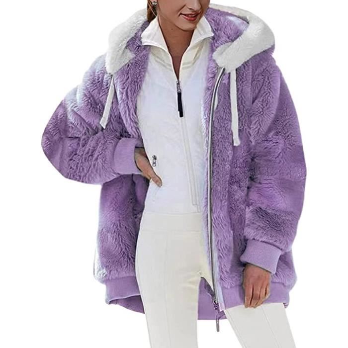 MOKBAY Sweat à Capuche Femme Oversize – Pull Chaud Automne Hiver, Poches, Tricot Gaufré Confortable