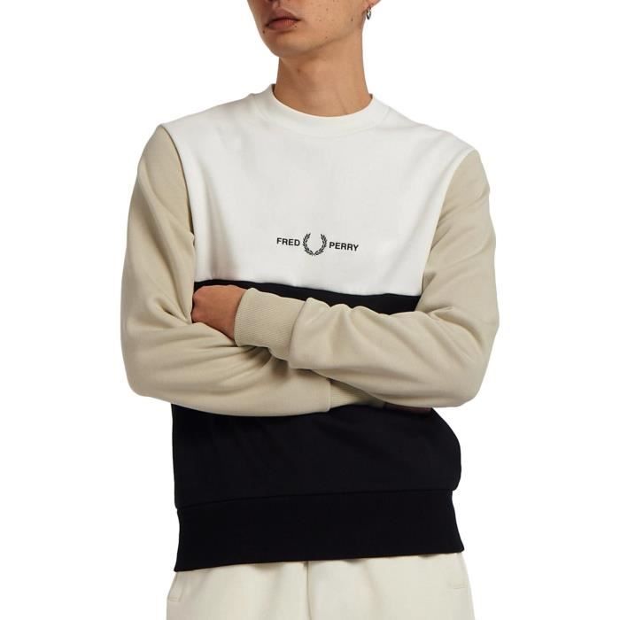 Fred perry colour block crew sweatshirt outlet