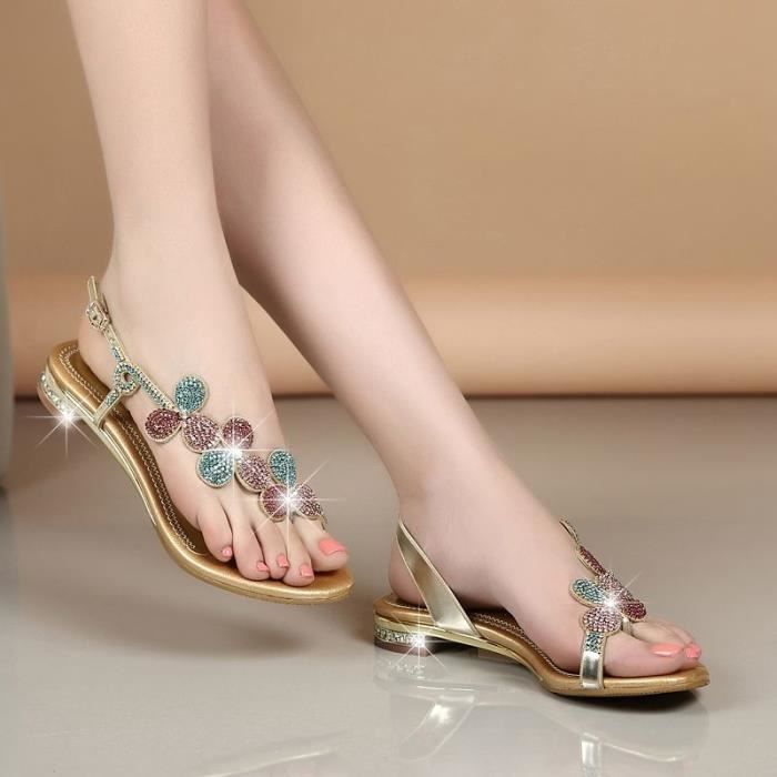 Sutelang Lurryly Sandales Plates Femme Cuir,Sandales Femme