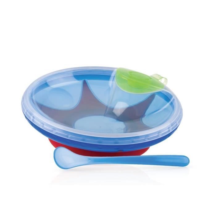 Assiette chauffante avec ventouse - NUBY - Bleu - 3 mois +