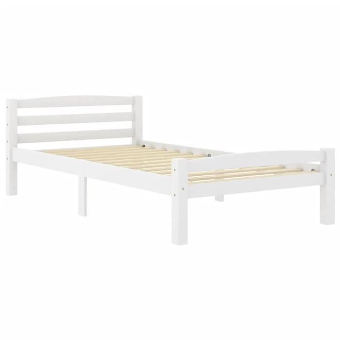 Cadre De Lit 90x200 Cm – Bois Pin Massif – Avec Tiroirs (Neuf)