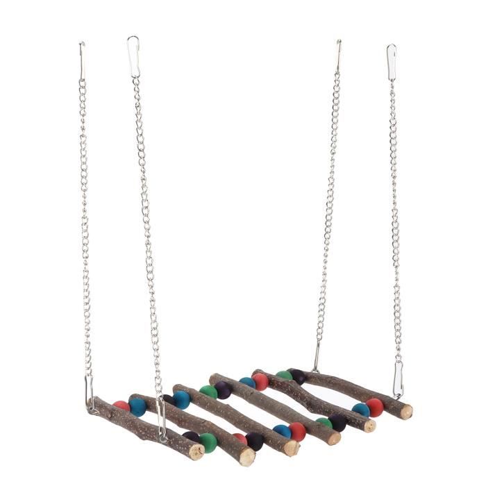 Échelle Pliable En Bois Pour Cage à Oiseaux - Jouet D'escalade Et Perchoir Pour Perroquets, Perruches, Petits Oiseaux - 7