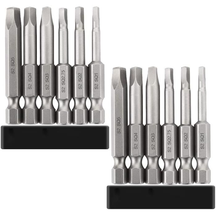 Embouts Visseuse Hexagonale Magnétiques - Lot De 9 Pièces Acier S2 - Tiges 50mm 1/4" - Pour Perceuses Et Tournevis