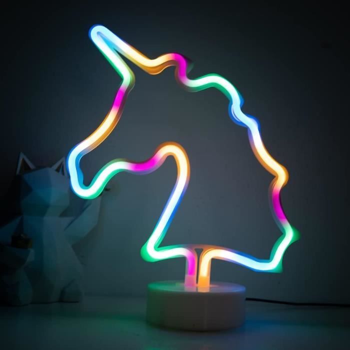 Licorne Lumineuse Néon Led Panneau Néon Multicolore Fonctionne Sur Pile ...