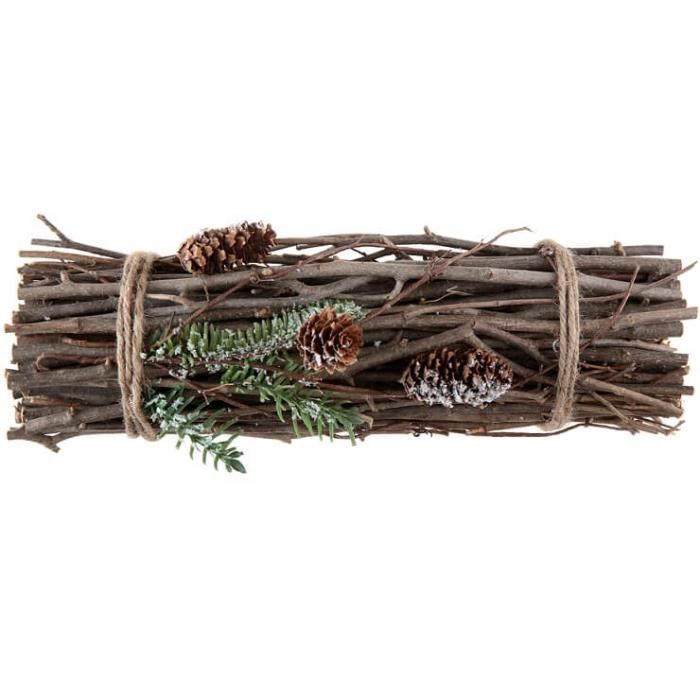 Fagot en bois naturel et sa décoration de Noël (x1) REF/7142 Cdiscount Maison Fagot en bois naturel et sa décoration de Noël (x1) REF/7142 Cdiscount Maison