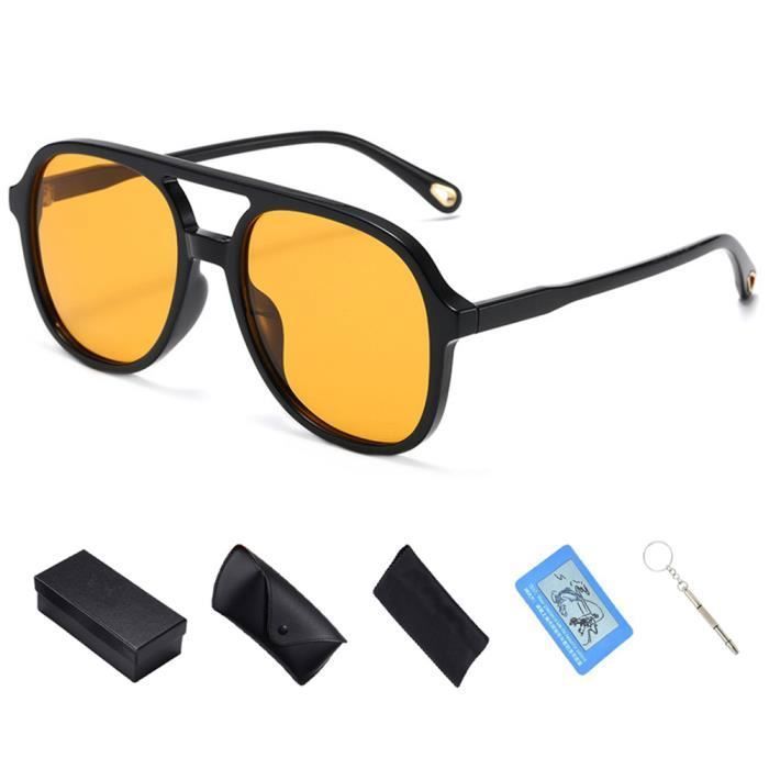 Lunettes de Soleil Homme Femme Polarisees Lunette Polarisante Carrees Retro Vintage annees 70 pour la Conduite Jaune Achat Vente lunettes de soleil Homme Adulte Neuf Charniere flexible Cdiscount