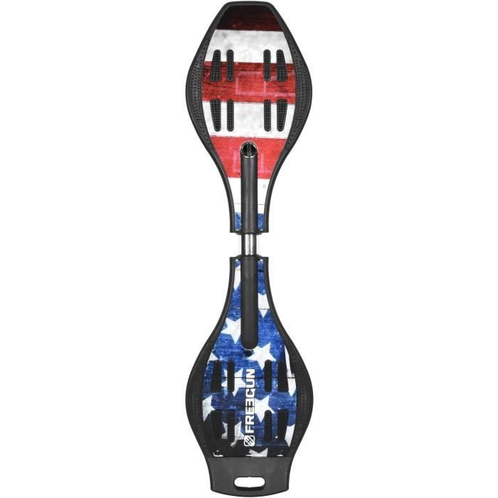 FREEGUN Waveboard America - Enfant - Bleu, rouge et noir