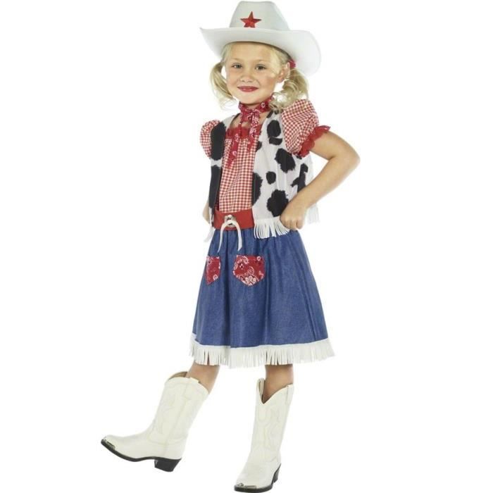 Texas Country Cowgirl Enfants Costume Neuf-Fille Carnaval Déguisement K 