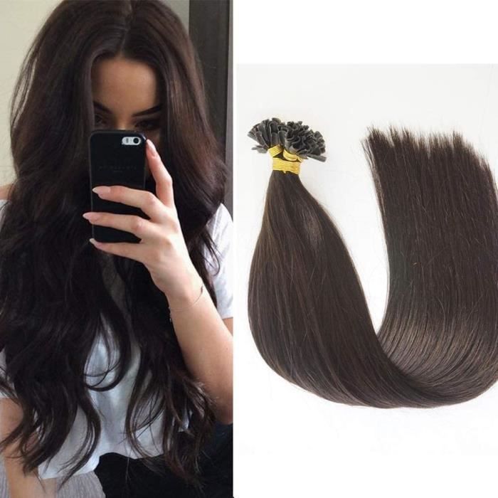 24 Pouces 100 Mèches Extension Cheveux Naturel Kératine Pose A Chaud  50G[0.5g-Mèche] Cheveux Lisse Mèche Kératine - #2 Brun Foncé - Cdiscount Au  quotidien