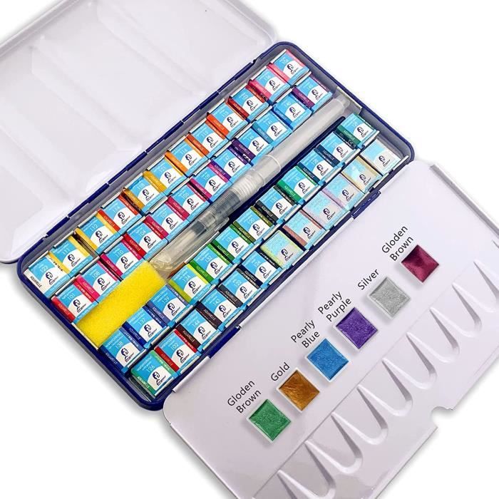 Mini Palette Aquarelle Voyage - 15 Compartiments, Carnet Inclus