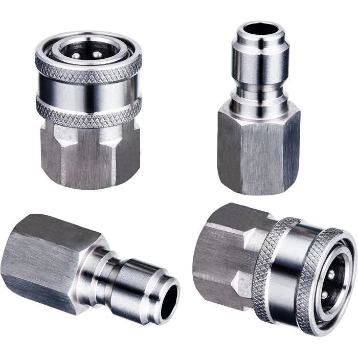 Raccord Rapide Professionnel M22F X M22M Pour Nettoyeur Haute Pression Karcher - 250 Bar Max - Pour Usage Intensif