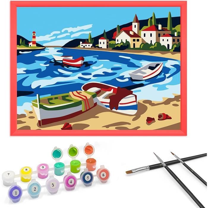 Kit Peinture Par Numéros Enfant - 6 Toiles Animaux 20x20 Cm, Peintures Et Pinceaux Inclus - Activité Créative