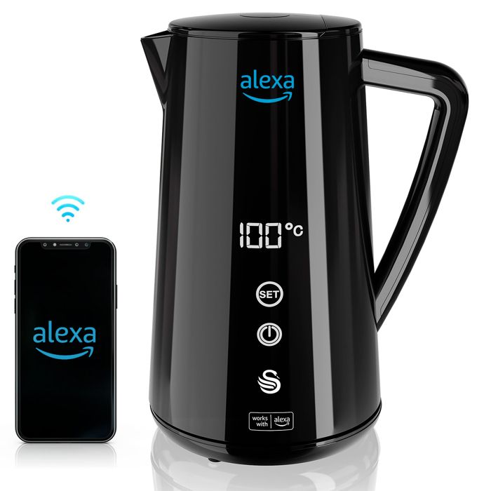 Alexa Bouilloire Électrique Intelligente WIFI 15L Sans Fil Écran Tactile LED SWAN SK14650BLKNEU 1800W Noir Alexa Bouilloire Électrique Intelligente WIFI 15L Sans Fil Écran Tactile LED SWAN SK14650BLKNEU 1800W Noir