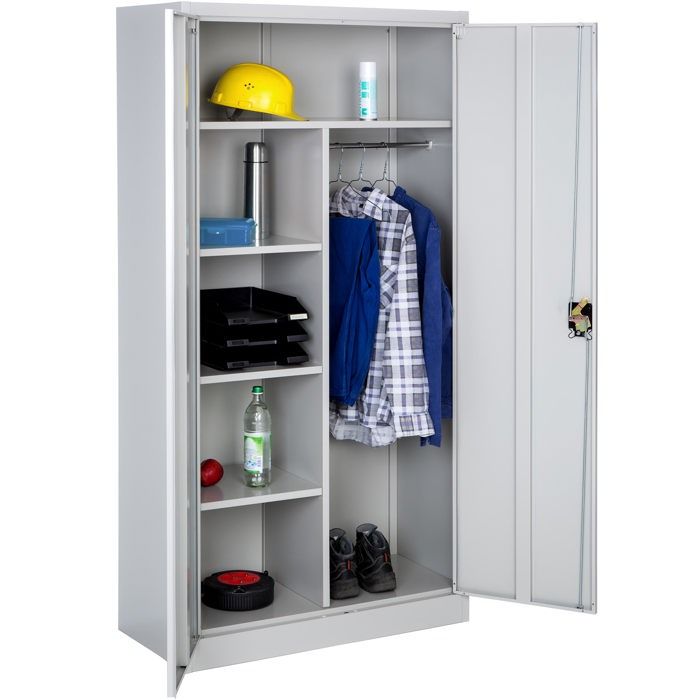 Rangement de bureau - TECTAKE - Armoire métallique de classement avec 6 casiers en acier laqué 90 x 40 x 180 cm - Gris