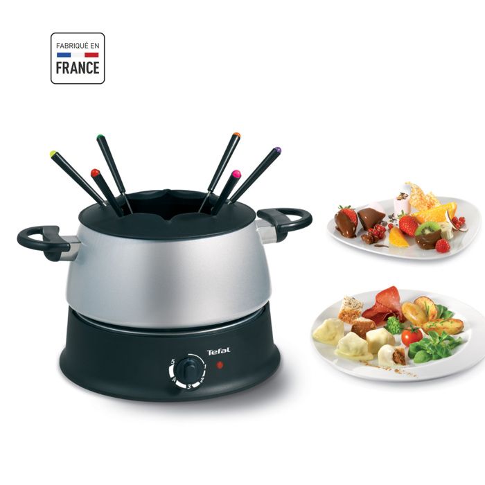 TEFAL Appareil à fondue, Pour 6 personnes, Caquelon avec anses, Fondue bourguignonne, savoyarde et chocolat, Fabriqué en France