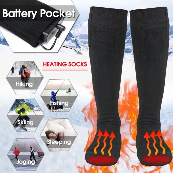 TEMPSA Noir Chaussettes Chauffantes à Piles En Coton Avec Boîte De Batterie Cdiscount Jeux