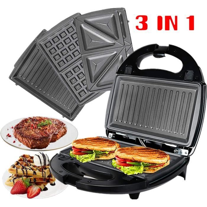 Machine /à sandwich 3-en-1 gaufrier multifonction chauffage plaque de cuisson /électrique machine /à steak machine /à petit d/éjeuner Panini