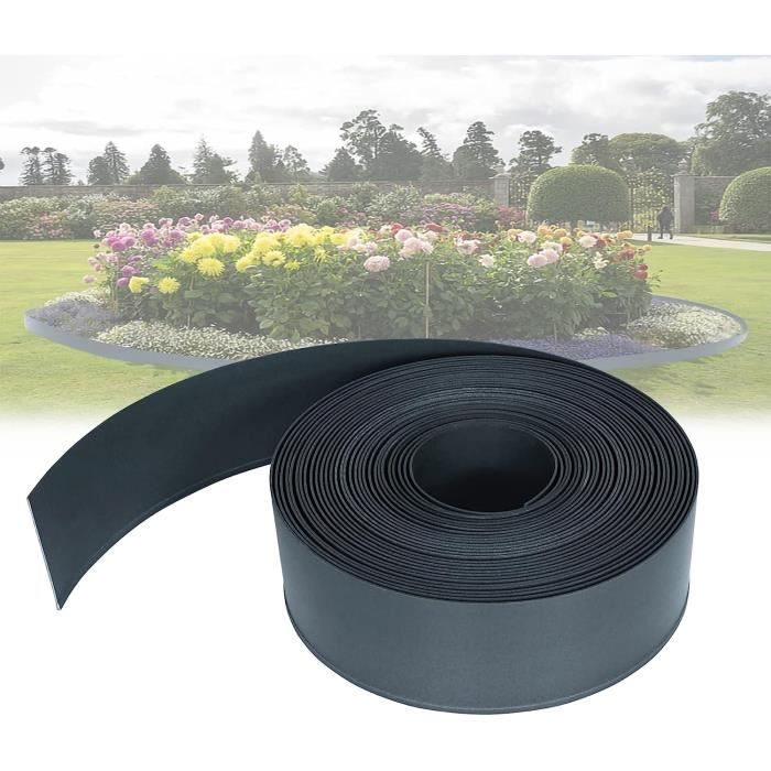 Bordure De Jardin Flexible 10m Imitation Rotin Anthracite - Plastique PP Résistant Aux Intempéries - Installation Sans Outils