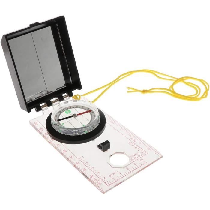 Boussole Militaire Multifonction Avec Miroir, Règle Et Loupe – étanche, Légère, Idéale Pour Camping Et Randonnée