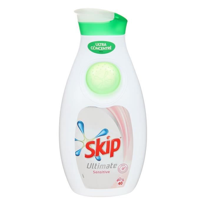 SKIP Lessive liquide sensitive pour peaux sensibles 2x34 lavages 2x1,7l pas  cher 