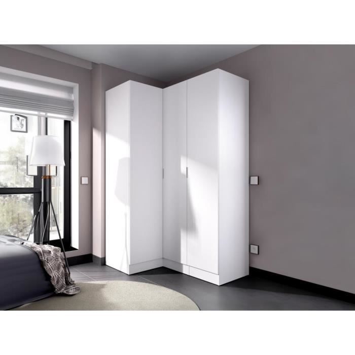 armoire d'angle 3 portes - blanc - listowel - l132 cm