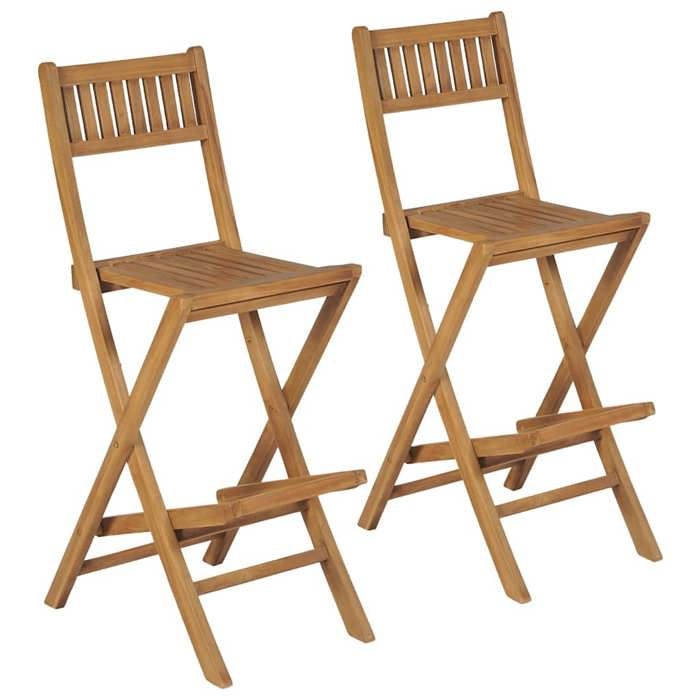 vidaXL Tabourets pliables de bar dextérieur lot de 2 Bois teck solide 43806