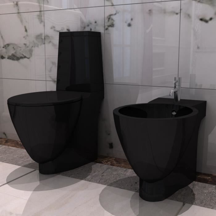 Set De Cuvette Et Bidet Ceramique Noir Achat Vente Cuvette Wc Seule Set De Cuvette Et Bidet Cer Cdiscount