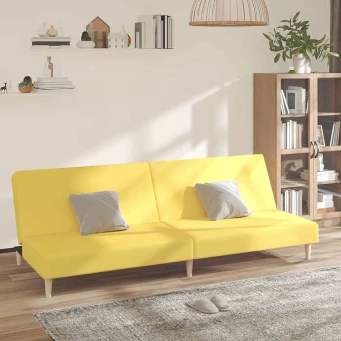 VidaXL Canapé-lit à 2 places avec deux oreillers rouge bordeaux tissu 375746 - Maison