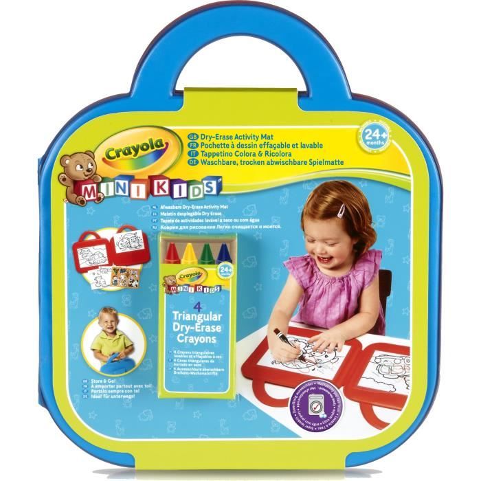 Crayola - Mini Kids - Mon 1er pupitre effaçable à sec (Pochette à dessin) - Coloriage pour enfant et tout petit