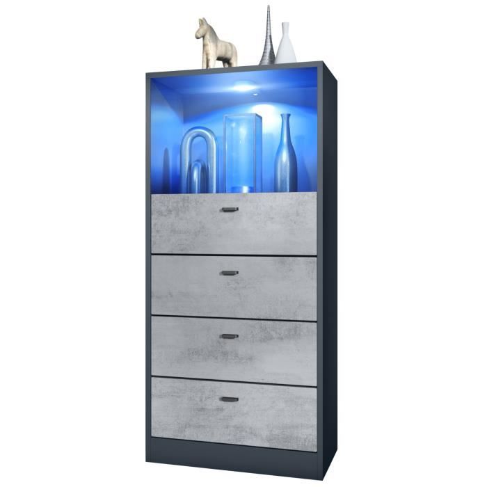 Vladon Highboard Cuba V3, Blanc Mat/Noir Mat - Buffet Moderne à 12 Compartiments (130,5 X 105,5 X 35,5 Cm) : Vladon