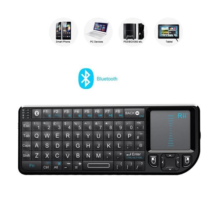 Rii i4 – Mini clavier Bluetooth de 2,4GHz, rétro-éclairé avec pavé tactile, double modes, touche de poche, télécommande pour Windows et android Rii i4 – Mini clavier Bluetooth de 2,4GHz, rétro-éclairé avec pavé tactile, double modes, touche de poche, télécommande pour Windows et android
