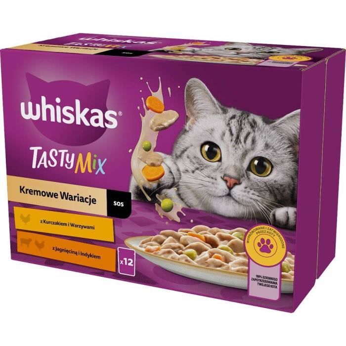 Comparer les prix de WHISKAS ADULT 1+ TASTY MIX VARIATIONS ONCTUEUSES NOURRITURE HUMIDE POU