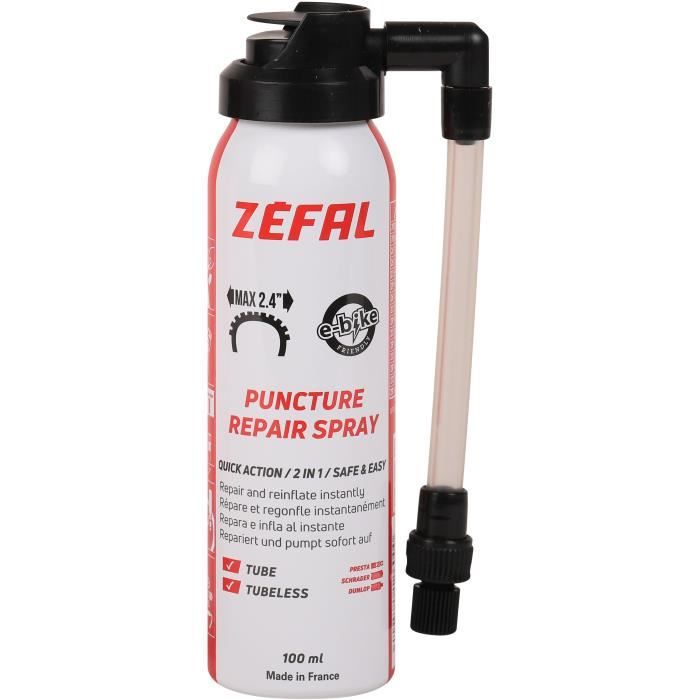ZEFAL - Anti-crevaison Aérosol 100 ml - Spray réparation instantanée pour VTT