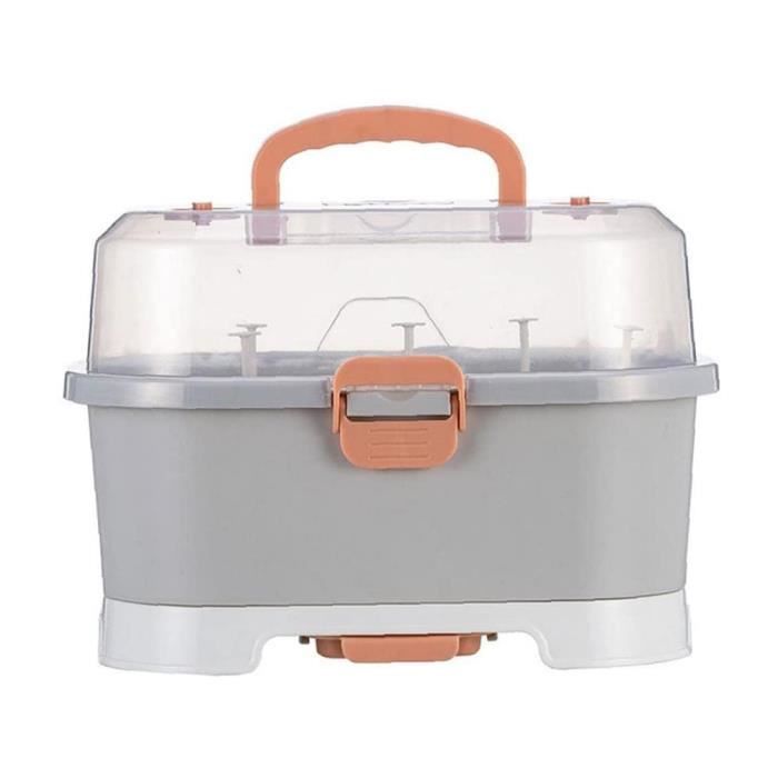 Organisateur De Biberons Fyrdyn Avec Plateau Égouttoir – Boîte De Rangement Antipoussière Portable Pour Comptoir, Armoire Ou Voyage