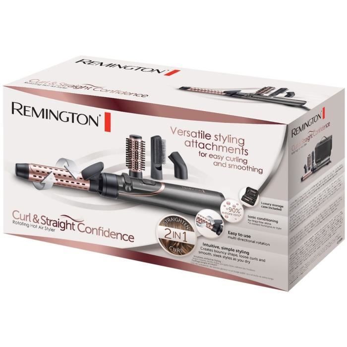 Remington AS8606 Brosse Soufflante Rotative Curl&Straight Confidence, Brosse Plate, Sèche Cheveux et Fer à Boucler 4en1