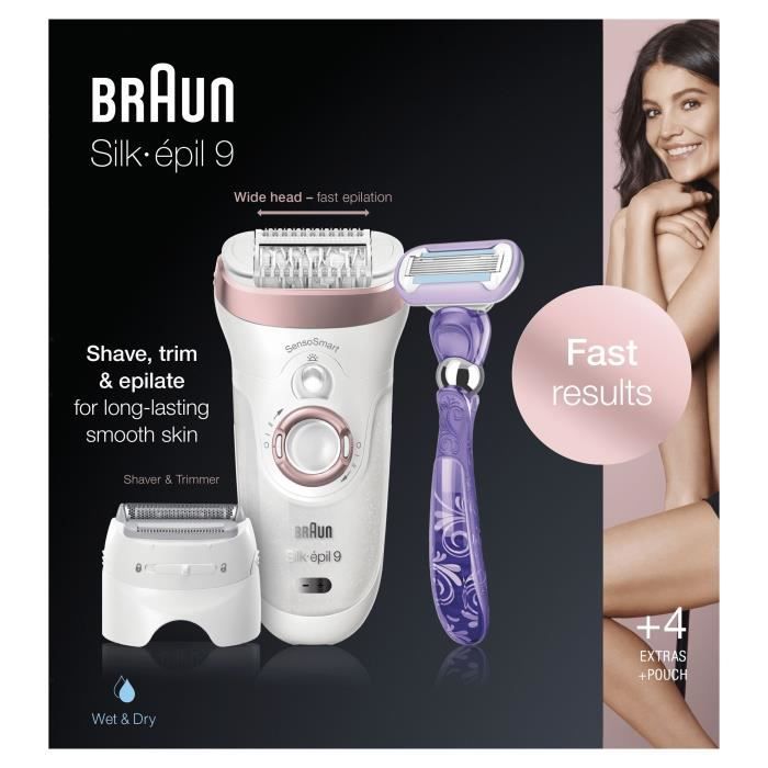 Braun Silk Epil 9 9 870 Sensosmart Epilateur Electrique 7 Accessoires Or Et Rose Cdiscount Electromenager