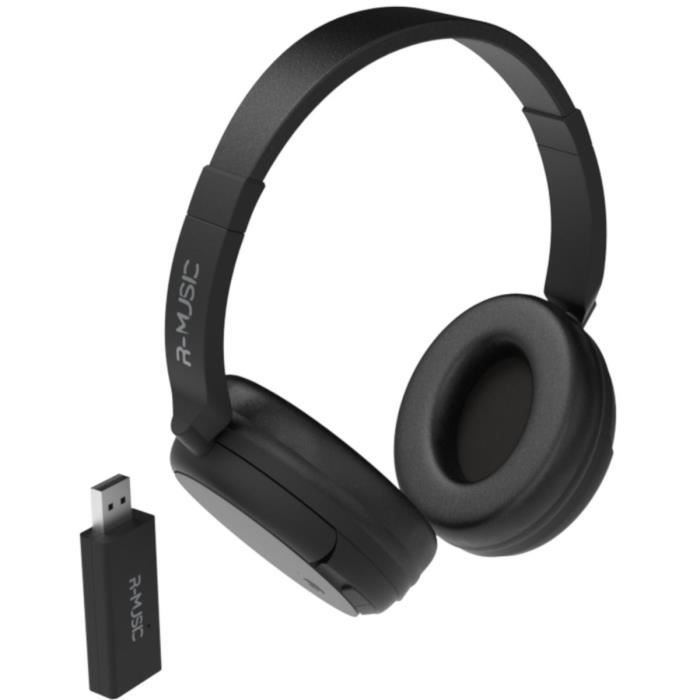 R-MUSIC RM311012 Casque TV sans fil - Transmetteur USB - Noir