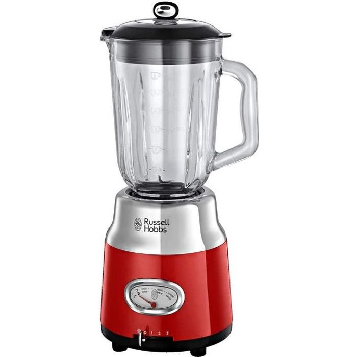 Russell Hobbs 25190 56 Blender Mixeur Electrique 1 5l Retro Bol Gradue Lames Acier Inoxydable Amovibles 3 Vitesses Rouge Achat Vente Blender Cdiscount